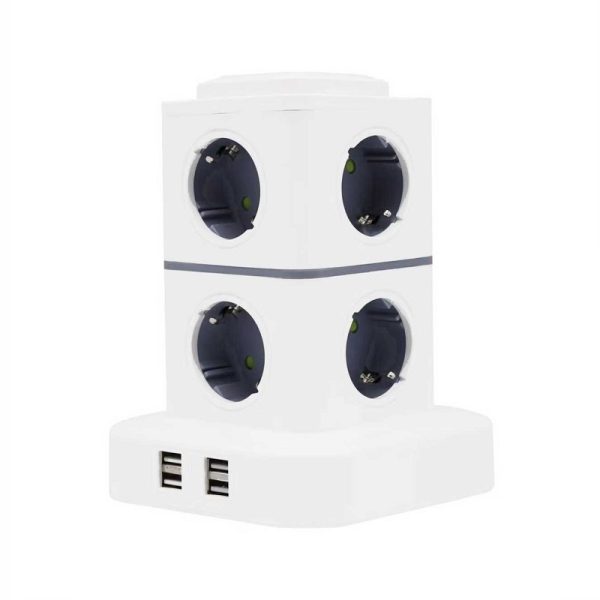Κάθετο πολύπριζο 8 θέσεων με διακόπτες & 4xUSB - Σούκο - 3m - RC-G8P-4U - 008237