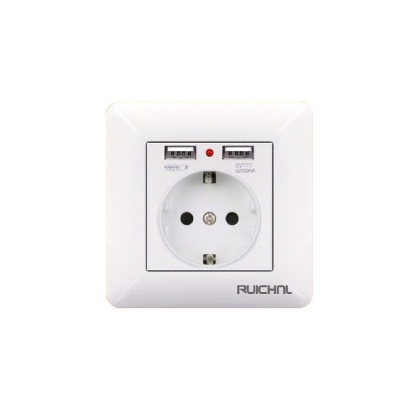 Πρίζα σούκο με 2 θύρες USB - Χωνευτή - 16A - 068509