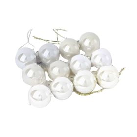 Σετ Χριστουγεννιάτικες μπάλες - 8cm - 12pcs - 326048 - White