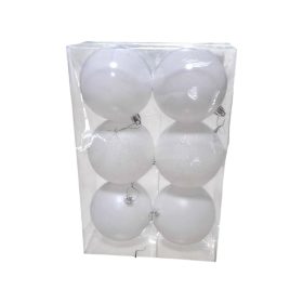 Σετ Χριστουγεννιάτικες μπάλες - 10cm - 6pcs - 326000 - White