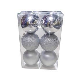 Σετ Χριστουγεννιάτικες μπάλες - 10cm - 6pcs - 326000 - Silver
