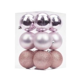 Σετ Χριστουγεννιάτικες μπάλες - 8cm - 12pcs - 326079 - Pink